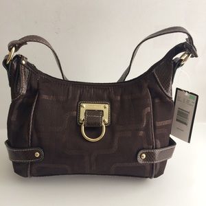 NWTS! Treviso Purse Handbag Brown/Gold Fabric